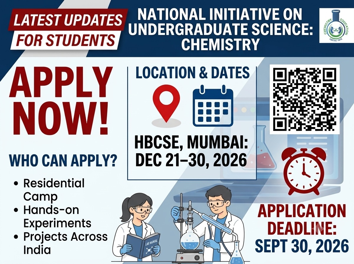 NIUS Chemistry Residential Enrichment Camp 2026 by HBCSE TIFR Mumbai – Apply Online by 30th September 2026